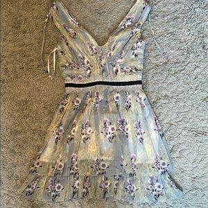 Floral Lace Dress with Purple and Yellow Accents